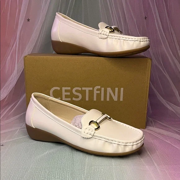 CESTfINI Women's White Loafers - Picture 6 of 8